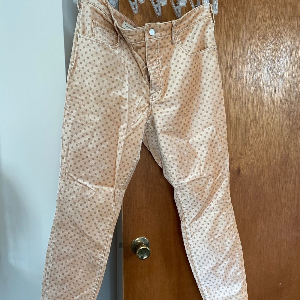 Anthro Pilcro Polka Dot Velvet High Waisted Skinny